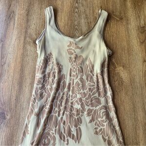 Vintage Betsey Johnson Slip Dress Medium 90s Velour Silk Floral Beige Y2K USA